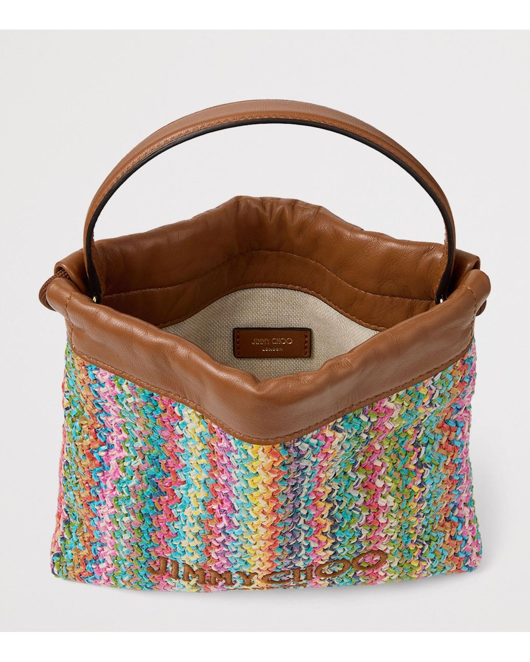Jimmy Choo Blue Raffia Drawstring Pouch