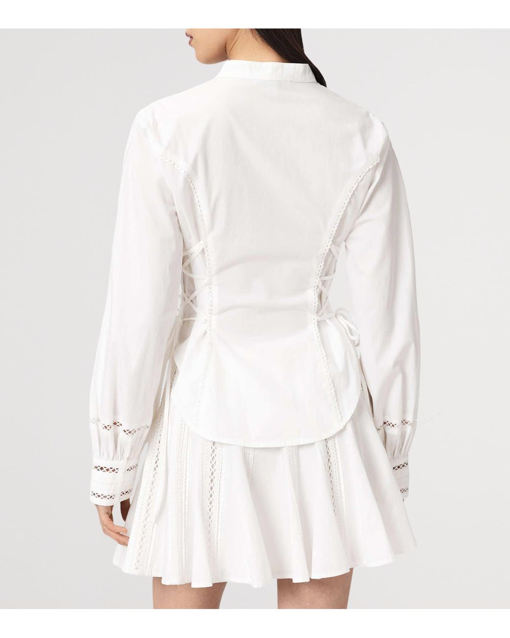AllSaints White Organic Cotton Open-Work Frances Shirt