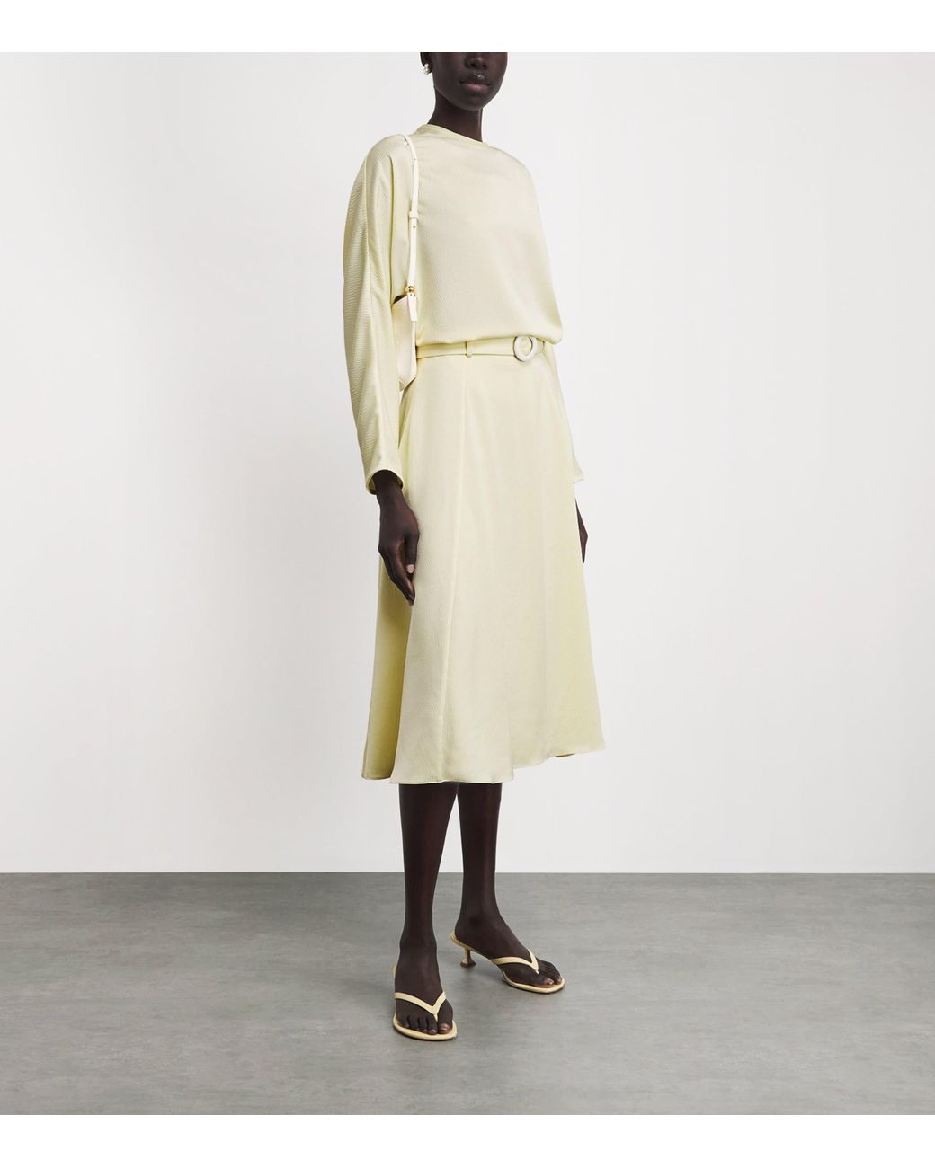 Edeline Lee Natural Textured A-Line Midi Skirt