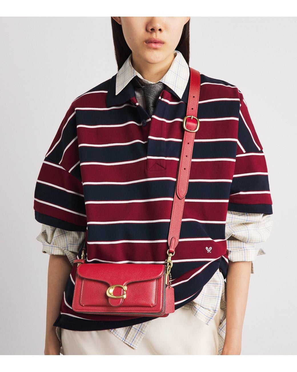 COACH Red Pebbled Leather Tabby 20 Shoulder Bag