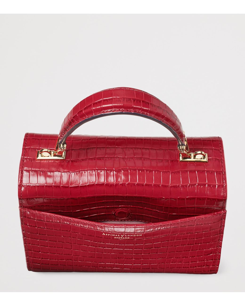 Aspinal Red Midi Leather Mayfair Top-Handle Bag