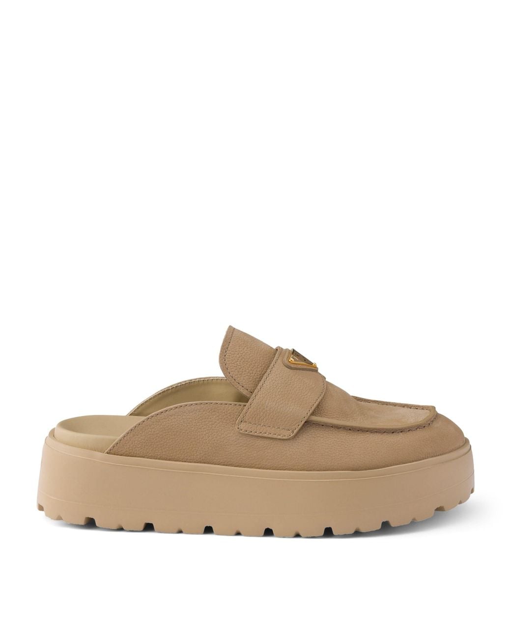 Prada Brown Nubuck Leather Flatform Mules