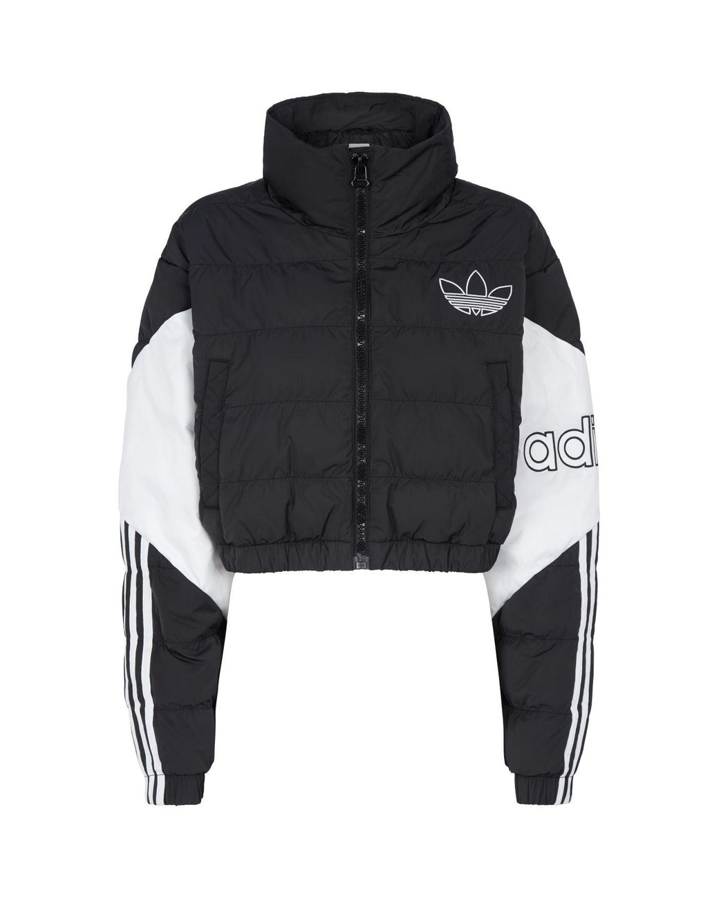 adidas Originals Crop Puffer Jacket in Black | Lyst