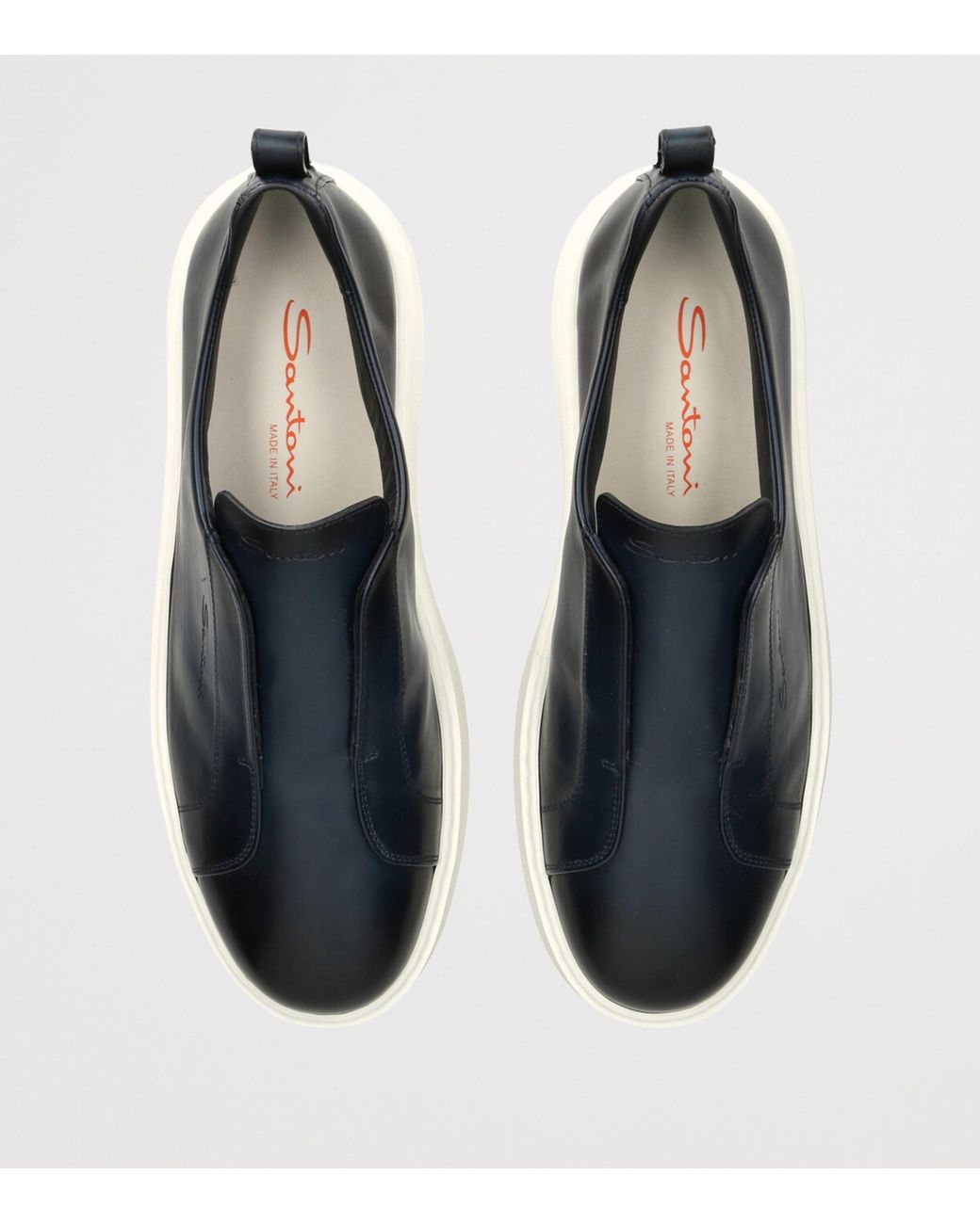 Santoni Blue Leather Clean Icon Sneakers for men