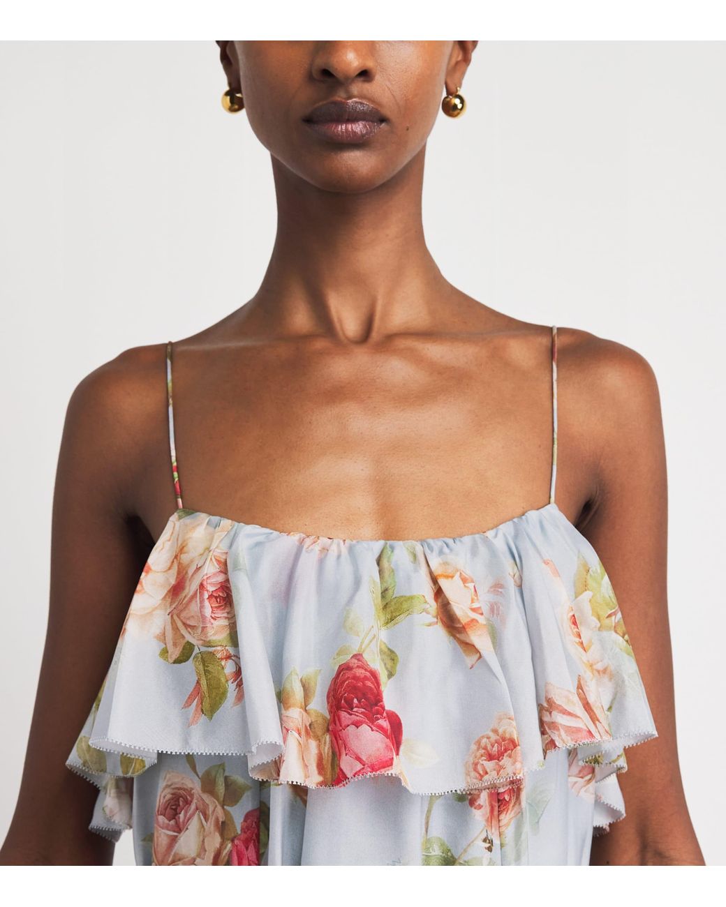 Zimmermann White Silk Floral Roselight Midi Dress