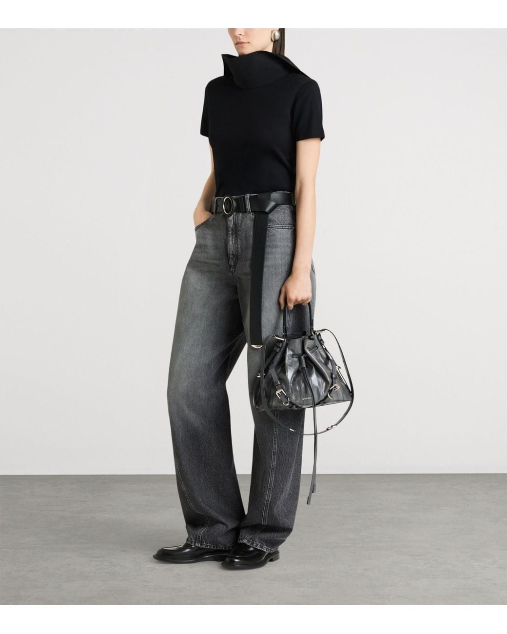 Givenchy Black Cotton Reverse Collar T-Shirt