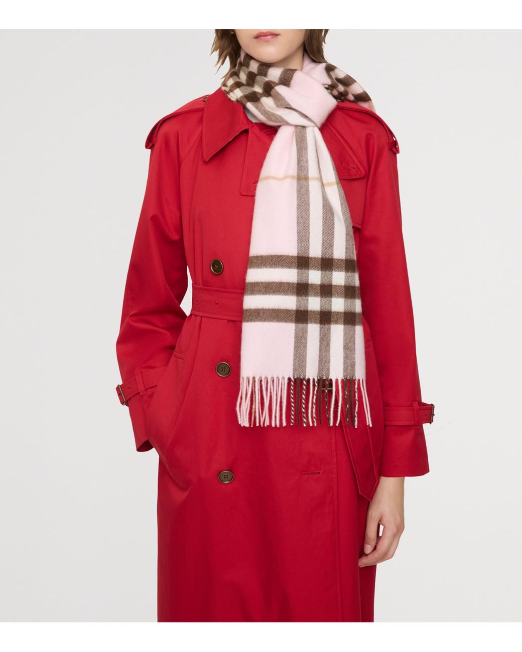 Burberry Pink Cashmere Check Scarf