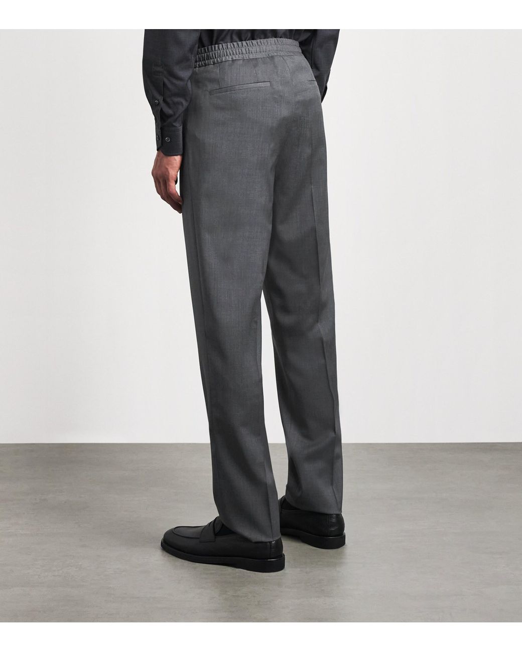 Lardini Gray Virgin Wool Drawstring Straight Trousers for men
