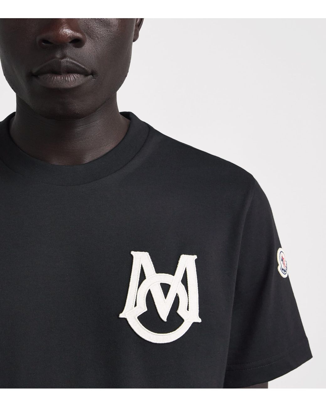 Moncler Black Cotton Logo T-Shirt for men
