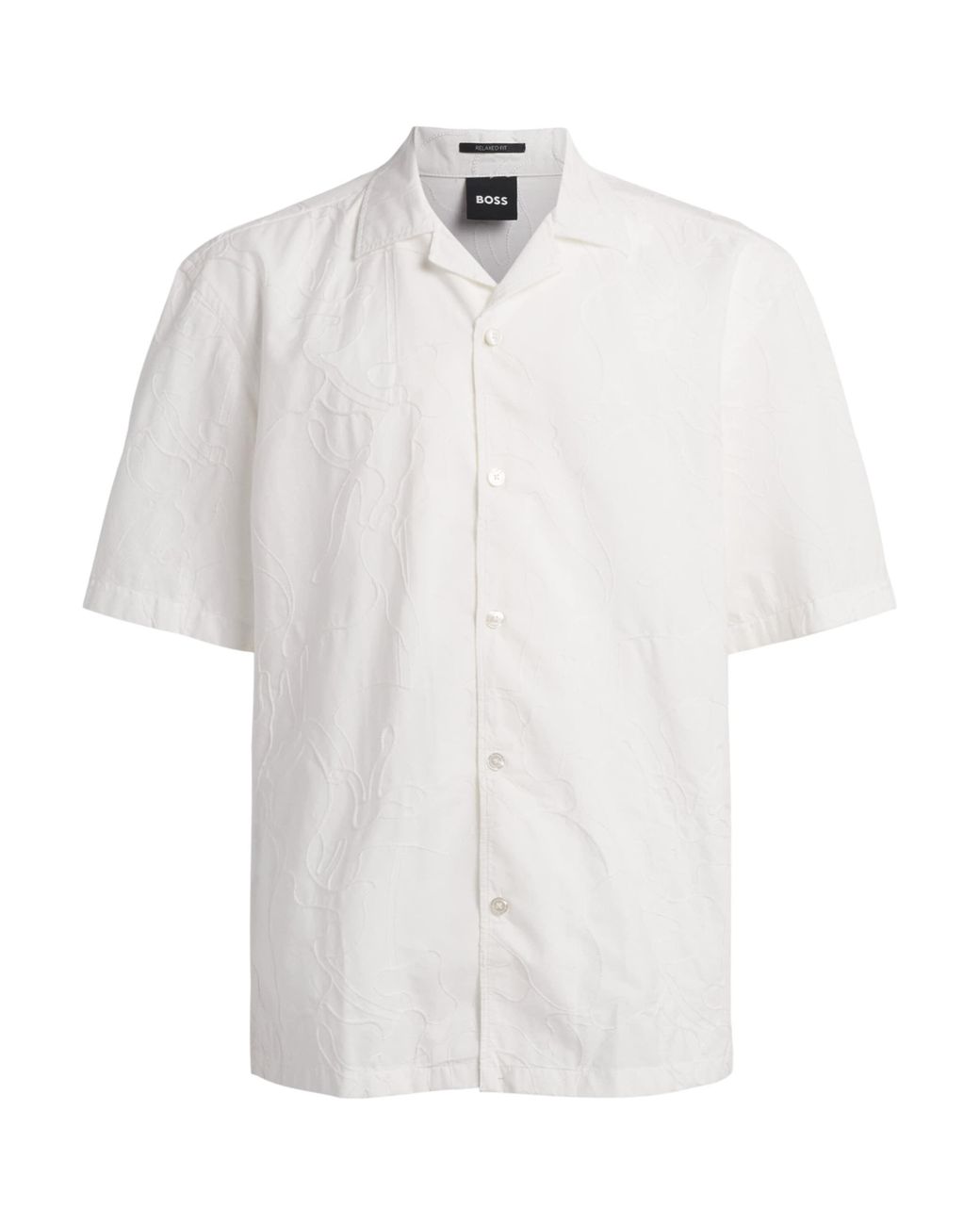 Boss White Cotton Embroidered Shirt for men