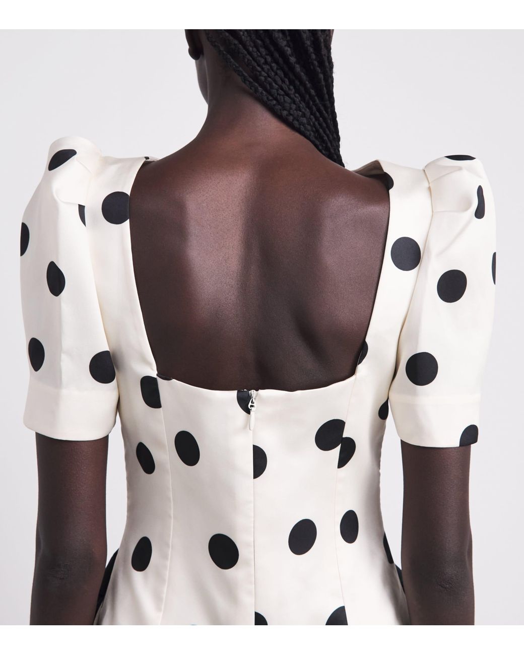 Rebecca Vallance Natural Satin Polka Dot Bacio Mini Dress