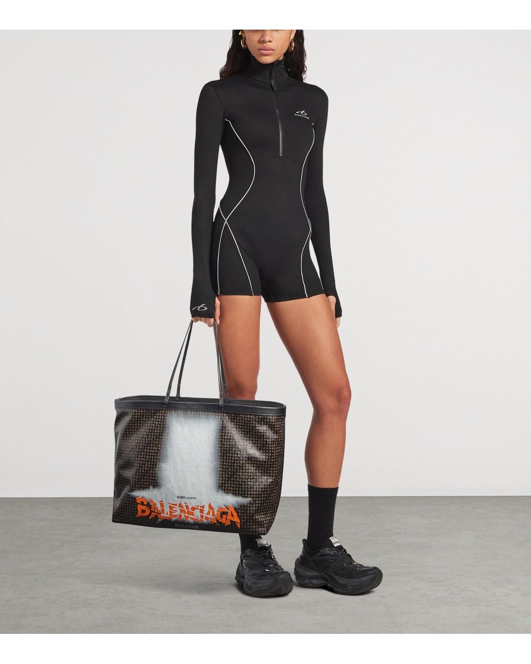 Balenciaga Black Large Coated Canvas Select Tote Bag