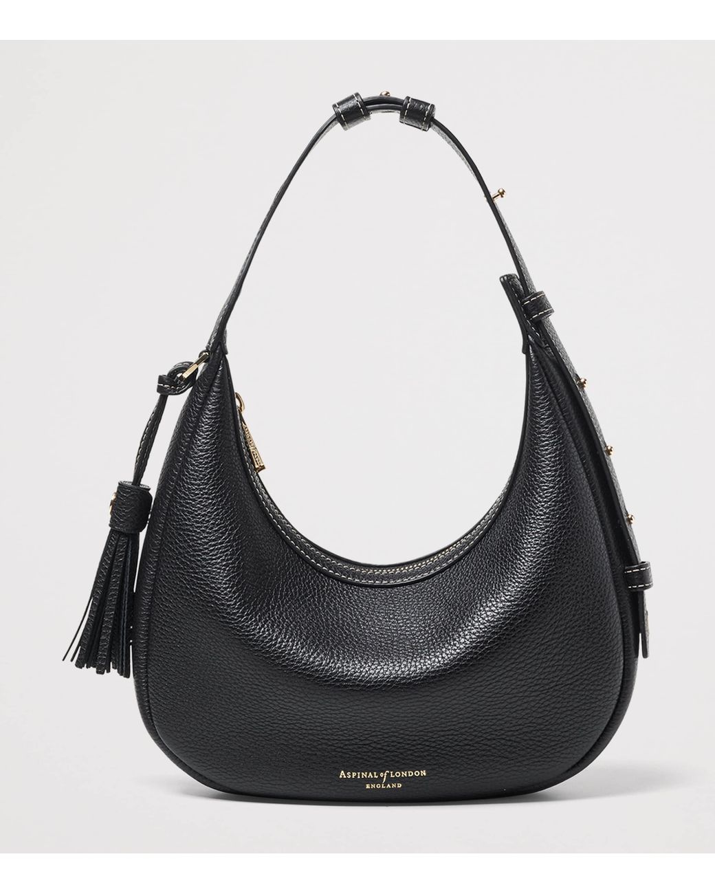 Aspinal Black Mini Soho Crescent Shoulder Bag