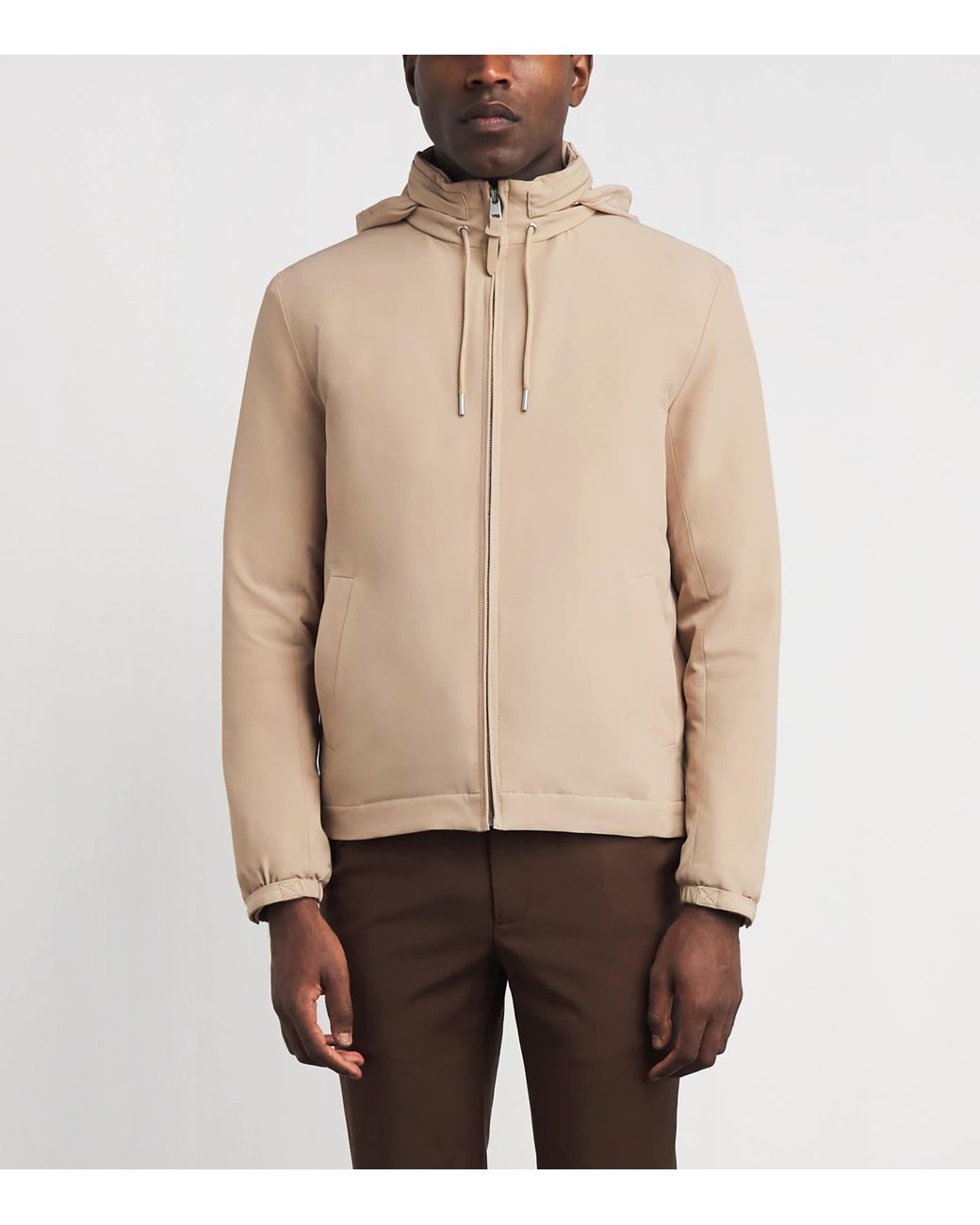 Sandro Natural Hooded Quilted Zip-Up Jacket for men