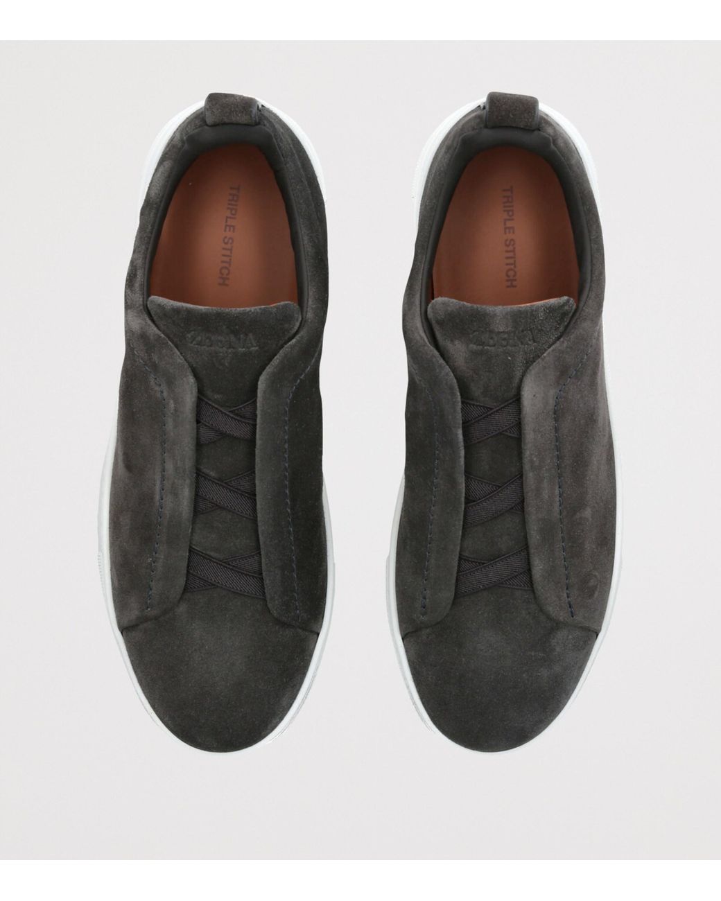 Zegna Black Suede Triple Stitch Sneakers for men