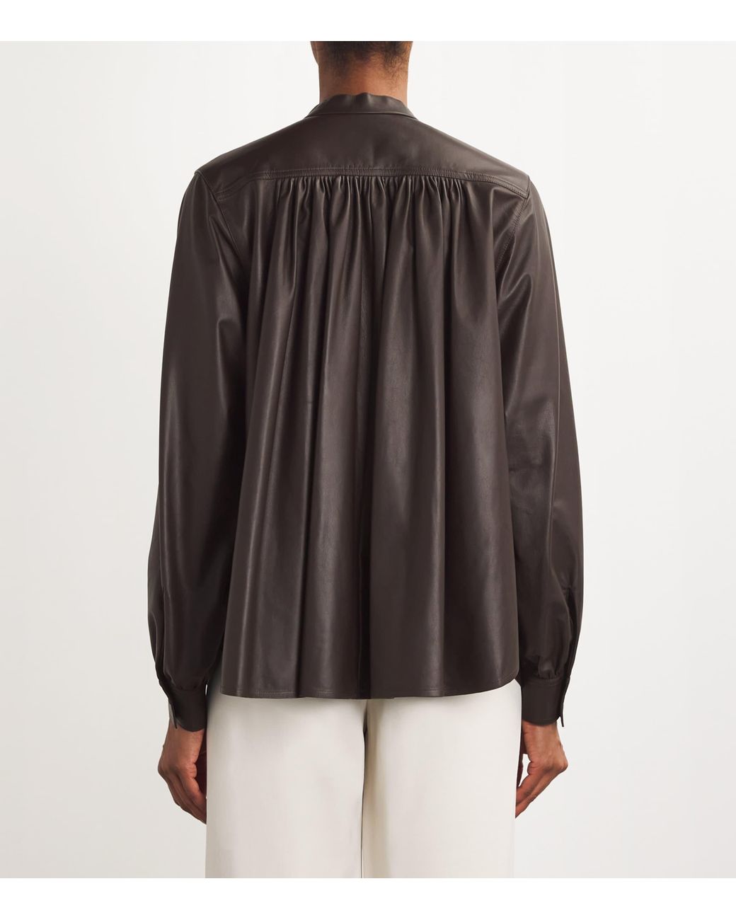 Yves Salomon Brown Leather Blouse