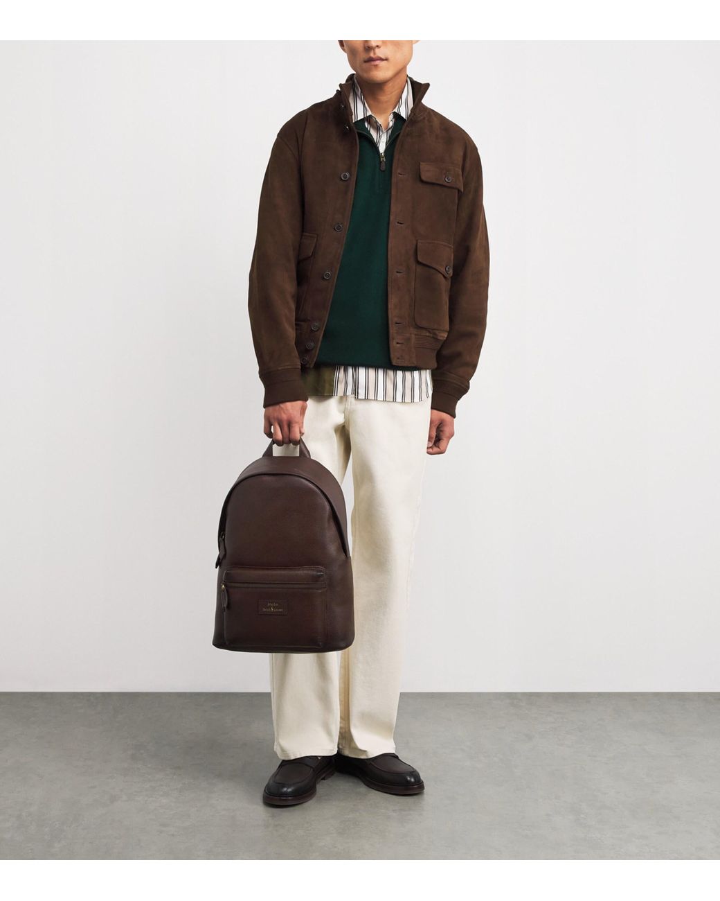 Polo Ralph Lauren Brown Leather Logo Backpack for men