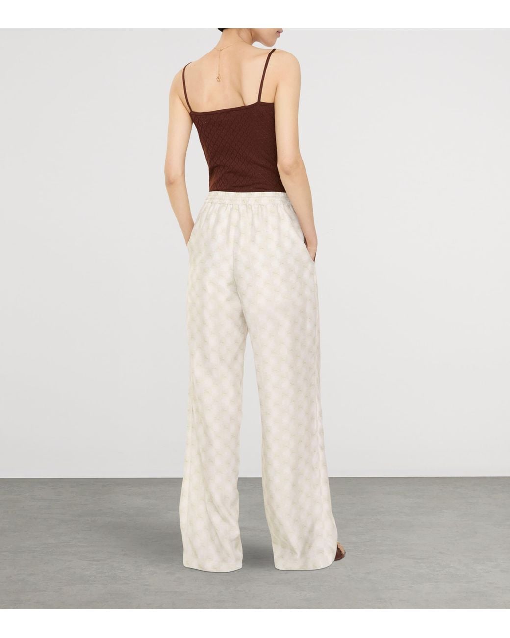 Burberry Natural Silk Equestrian Knight Design Trousers
