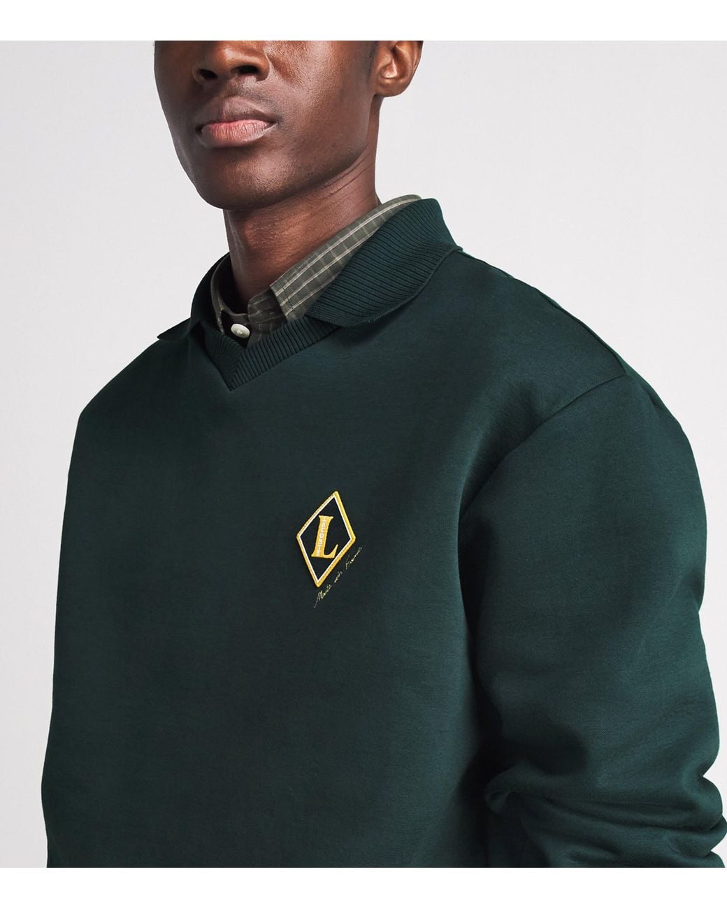 Lacoste Green Cotton-Blend Badge Sweatshirt for men