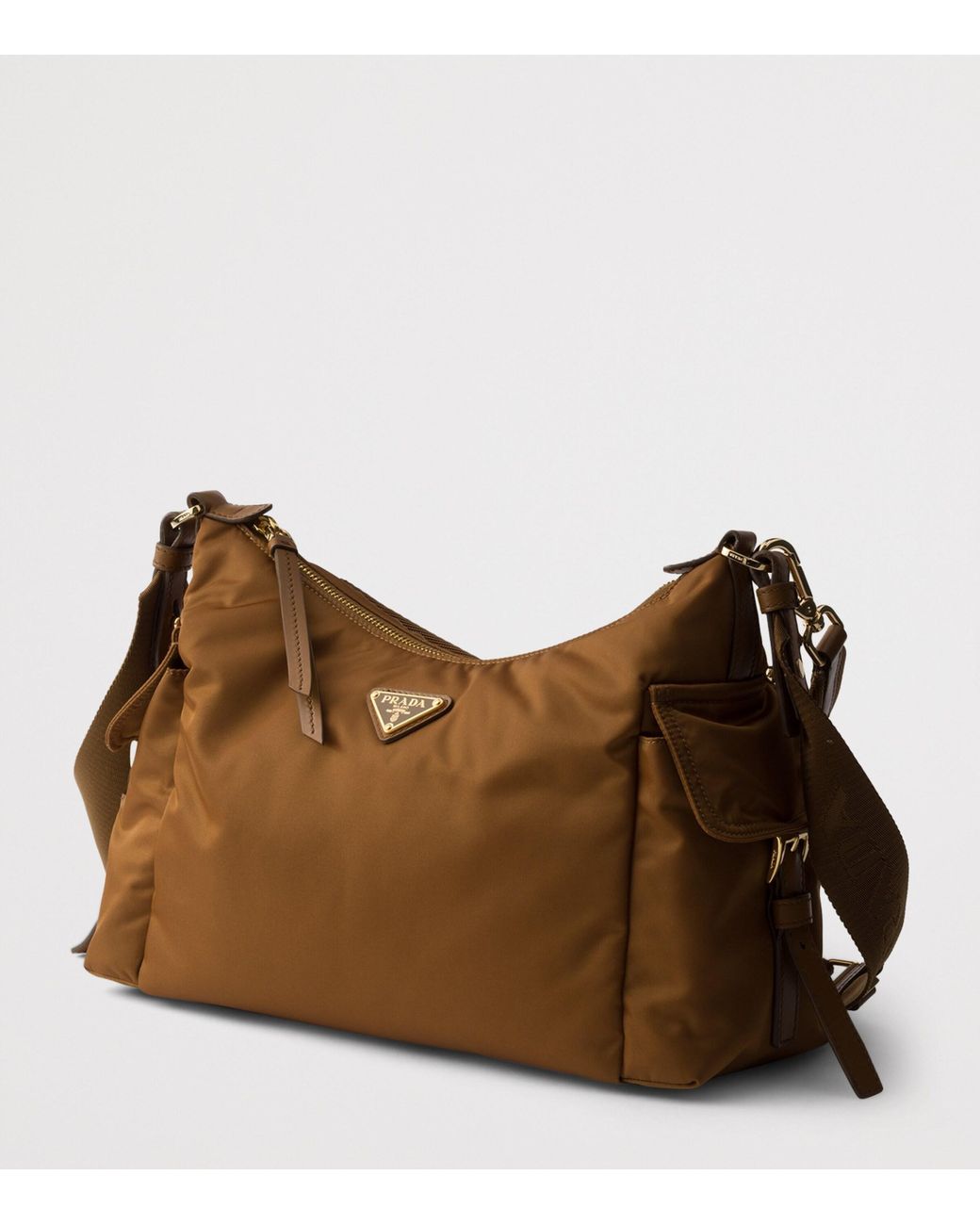 Prada Brown Large Re-Nylon And Leather Explore Shoulder Bag