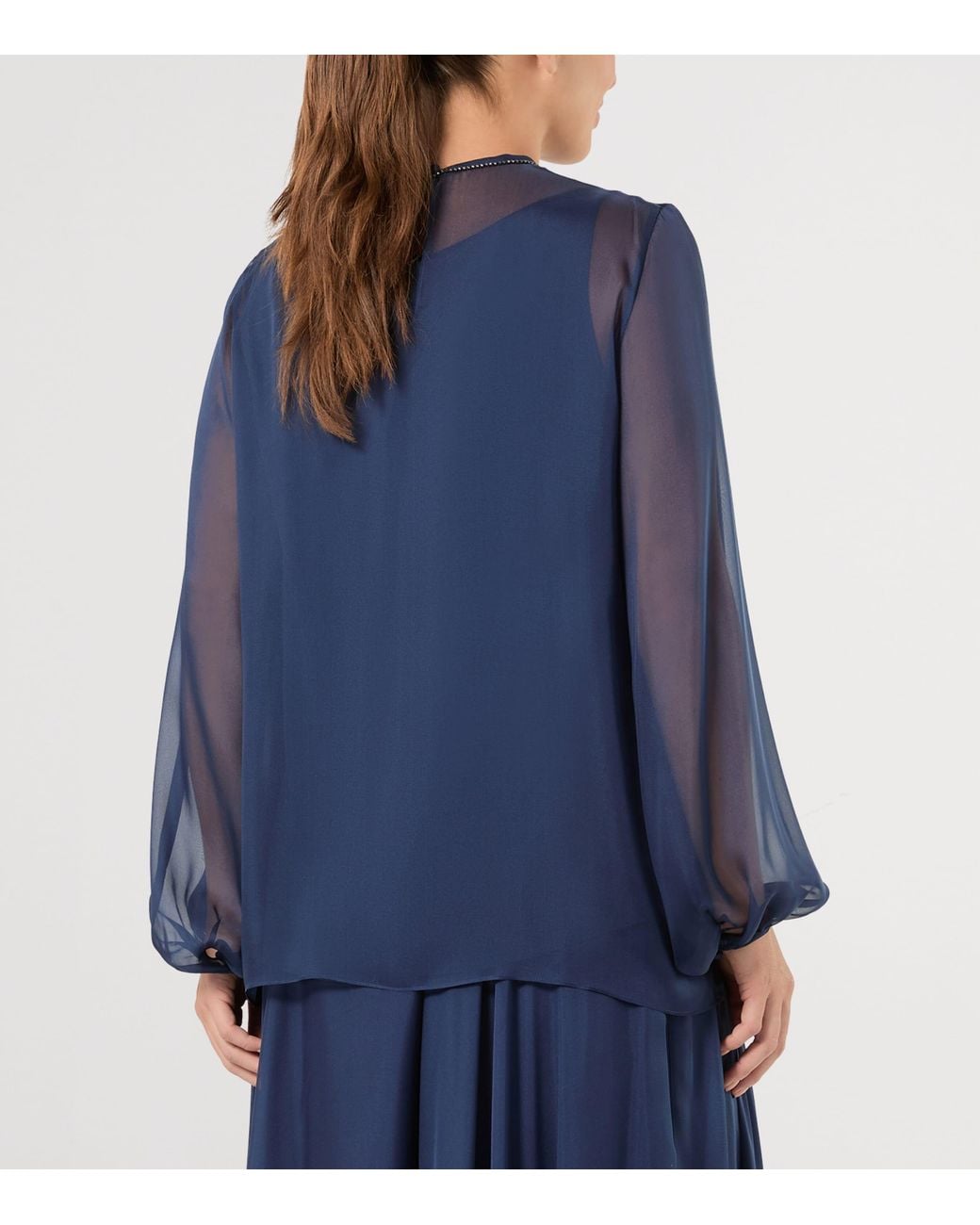 Marina Rinaldi Blue Silk Chiffon Blouse