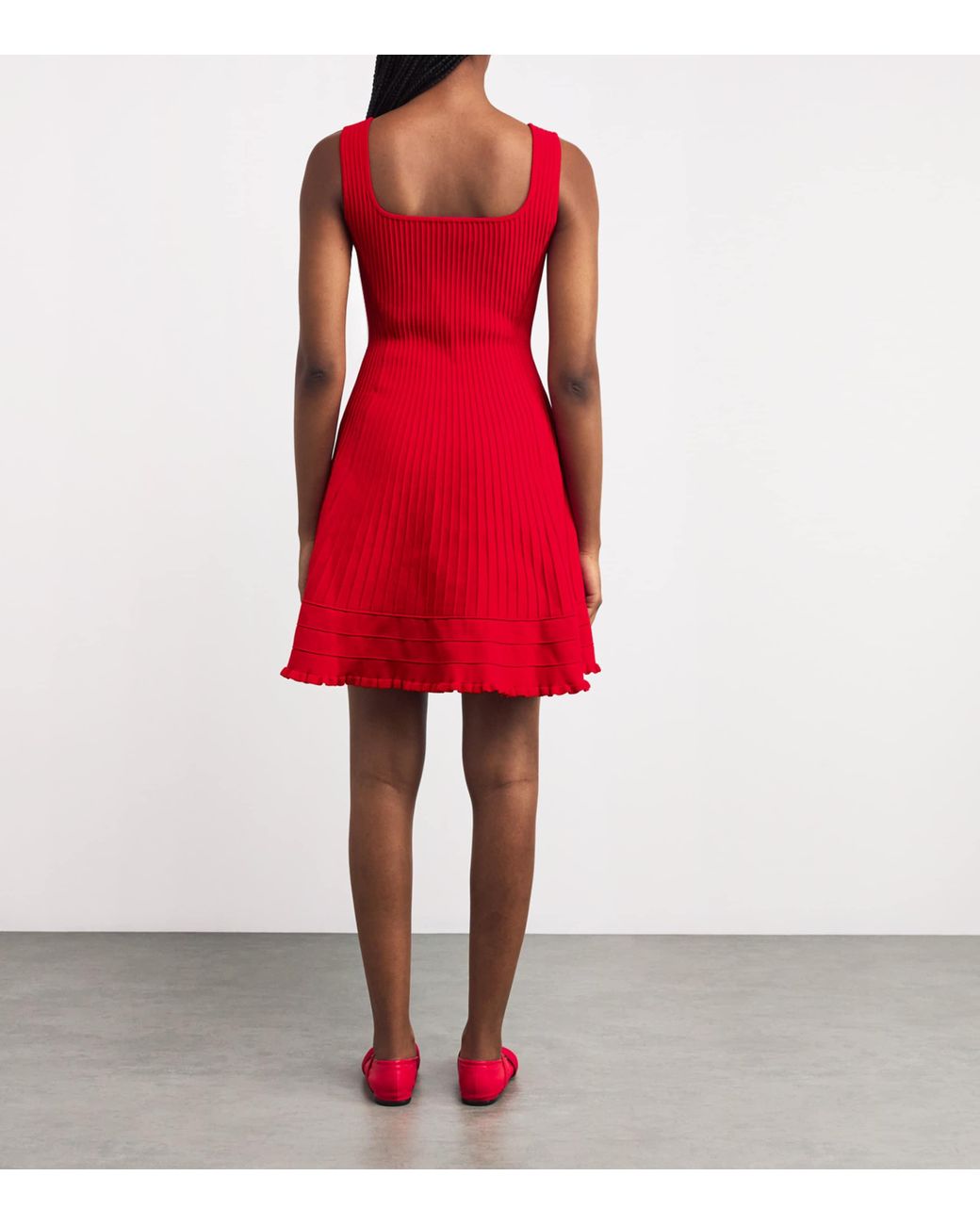 maje red knit dress Ribbed knit dress with gold eyelets