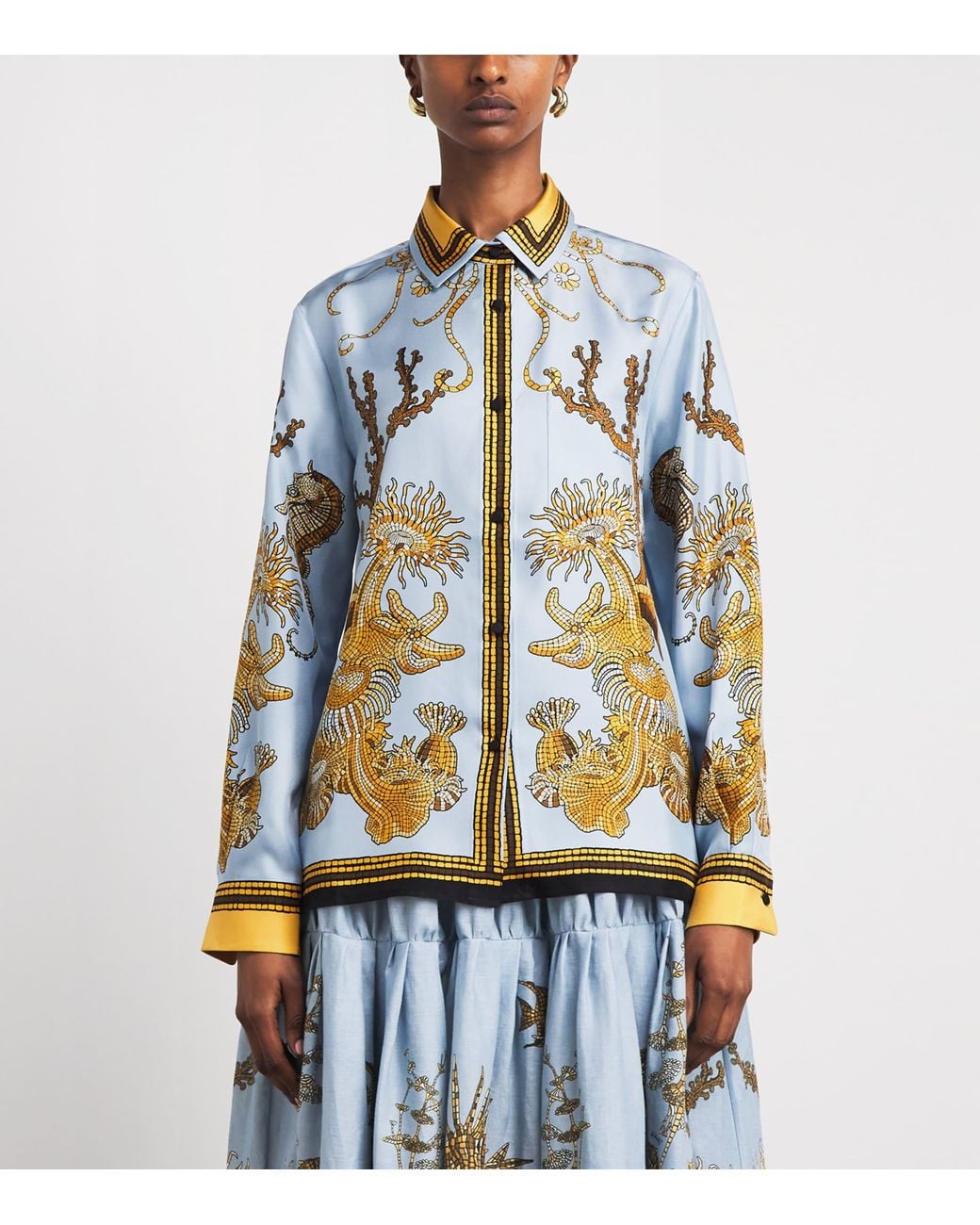 LaDoubleJ Blue Silk Printed Shirt