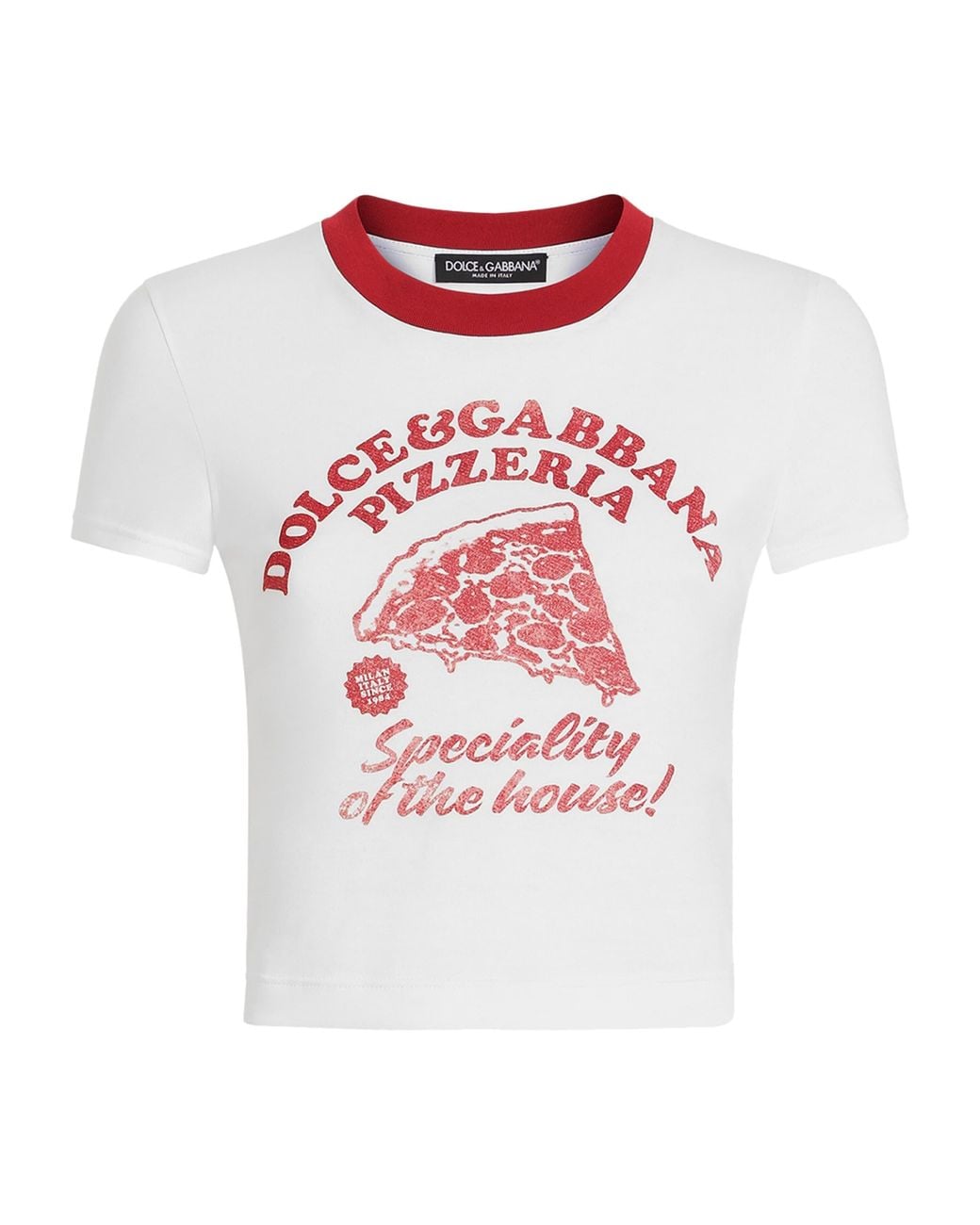 Dolce & Gabbana White Cropped Graphic T-Shirt