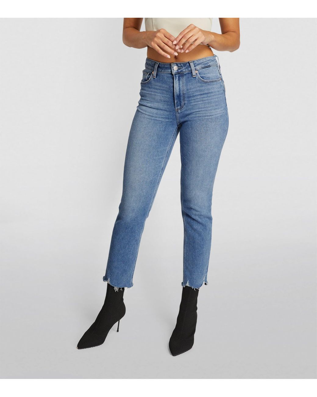 PAIGE Blue Cindy Raw Hem Straight Jeans