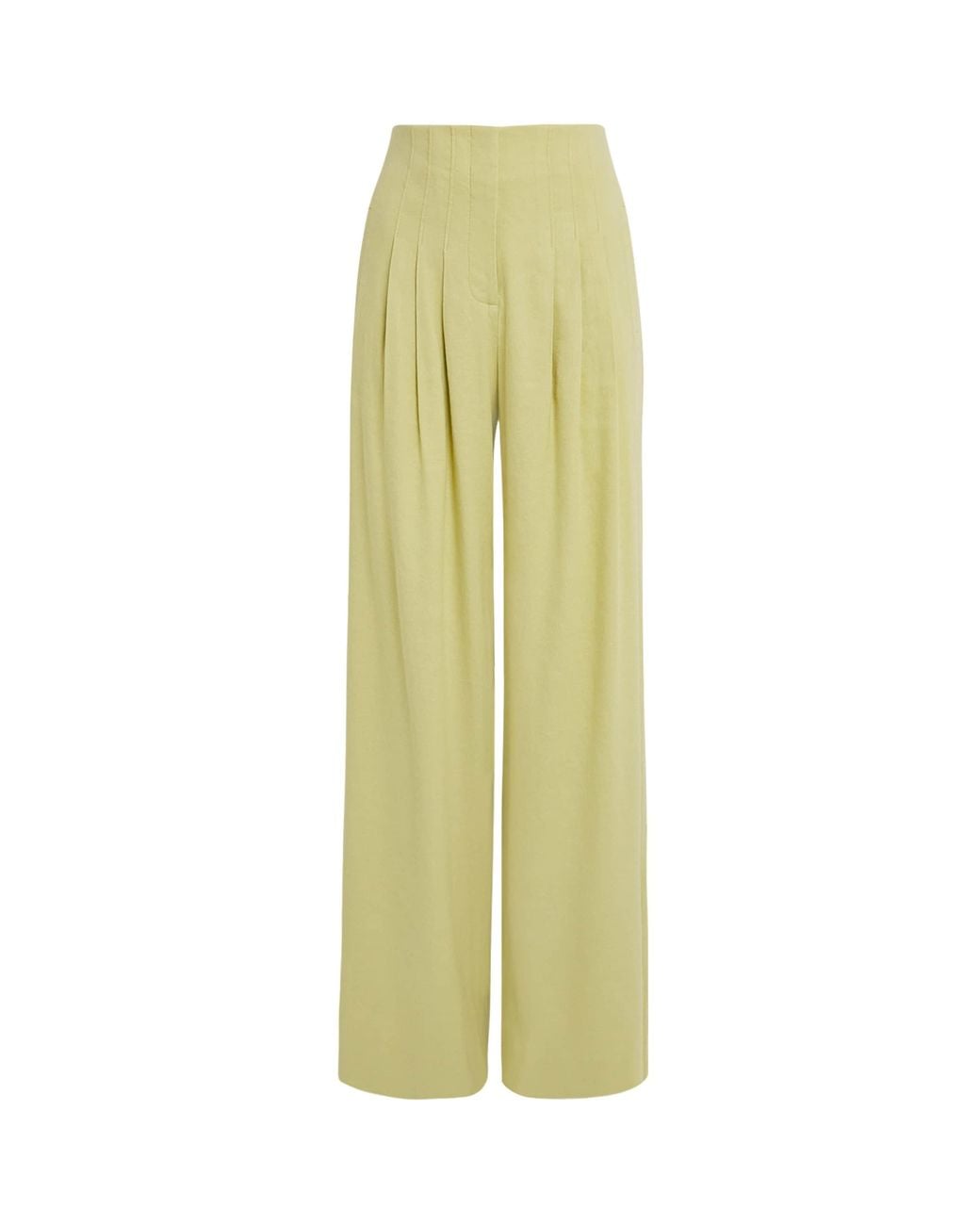 Veronica Beard Yellow Linen-Blend Wide-Leg Trousers