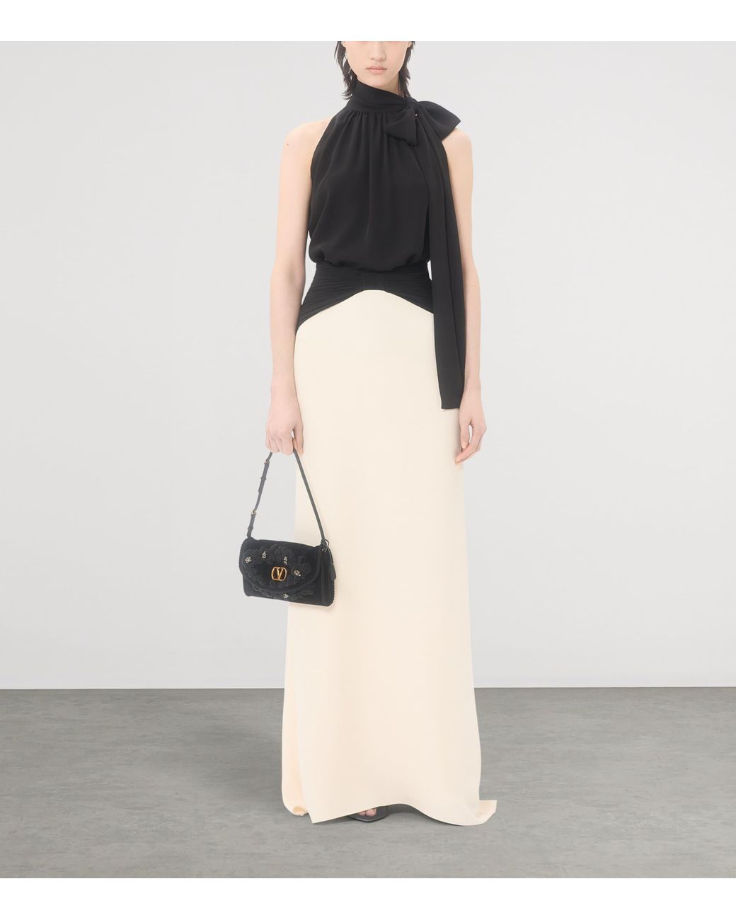 Valentino Black Silk Tie-Neck Top