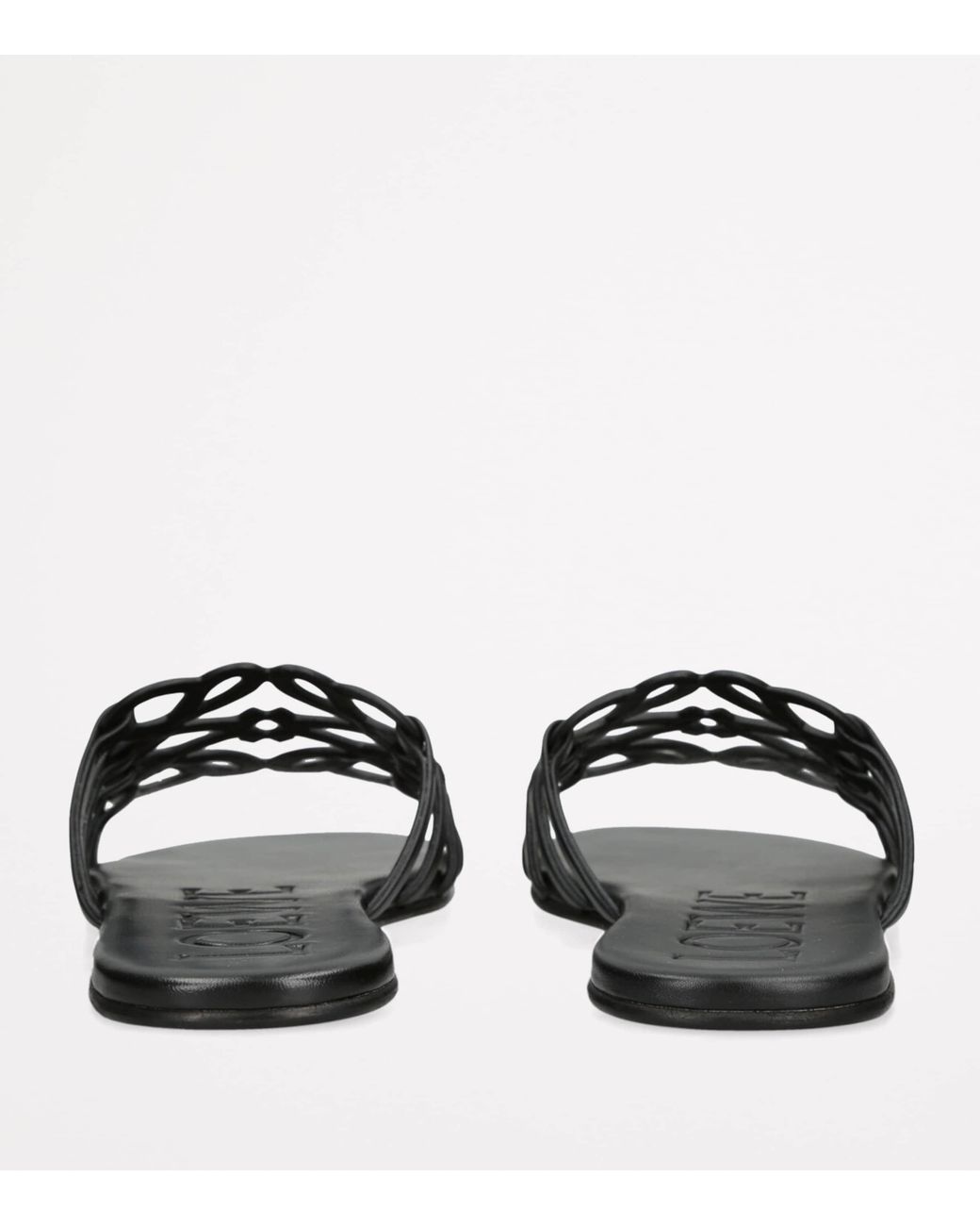 Loewe Black Leather Petal Anagram Slides