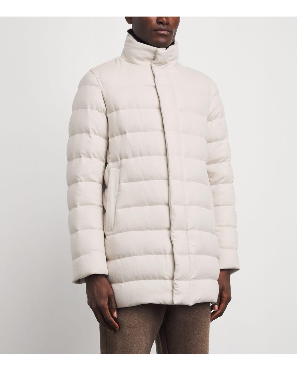 Herno White Silk-Cashmere Down Jacket for men