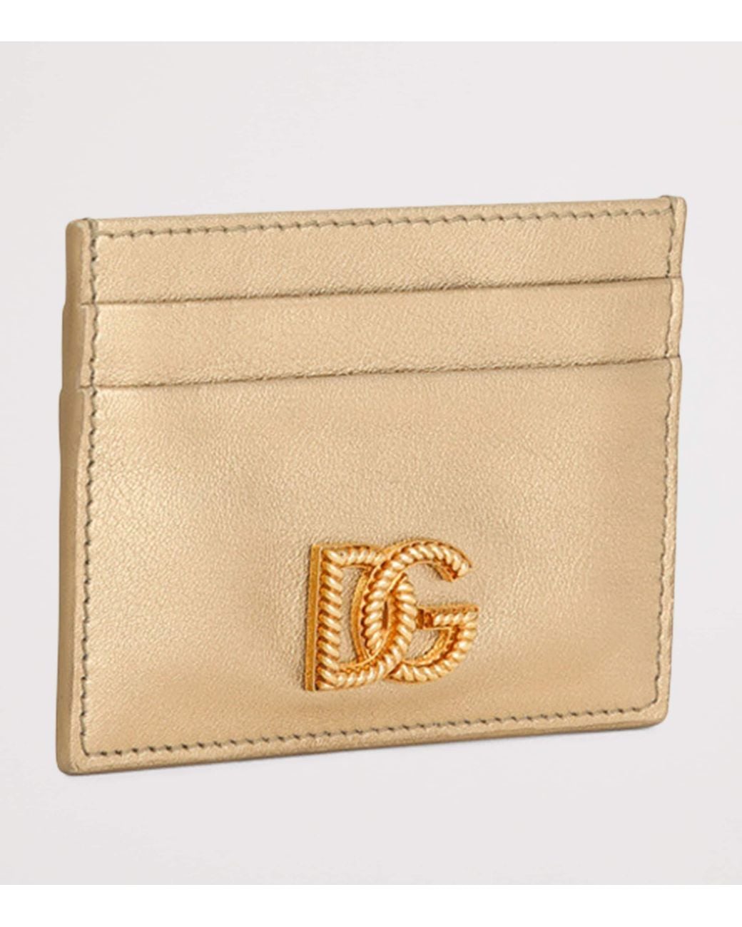 Dolce & Gabbana Natural Laminated Calfskin Logo Card Holder