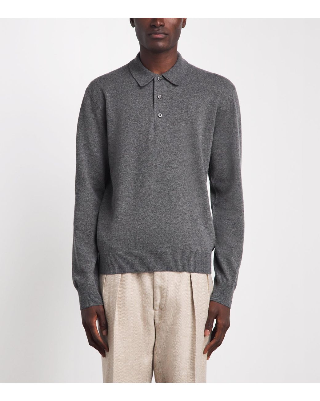 Ralph Lauren Gray Cashmere Polo Sweater for men