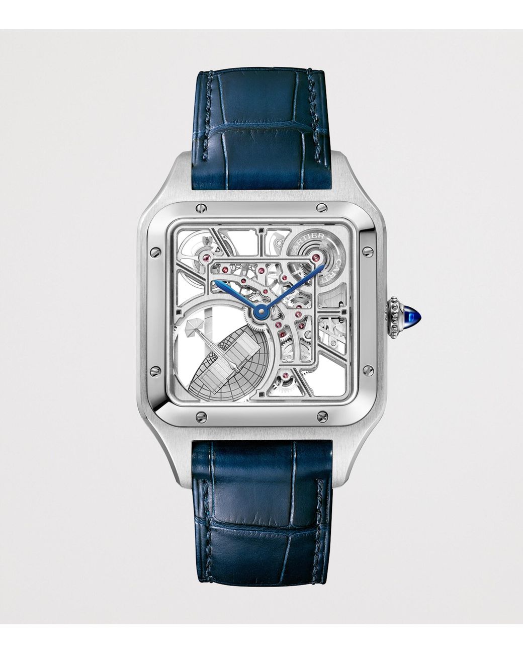 Cartier Gray Stainless Steel Santos-Dumont Skeleton Watch