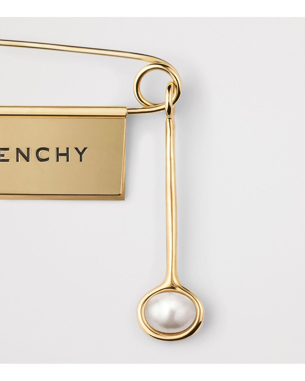 Givenchy White Safety Pin Logo Brooch for men