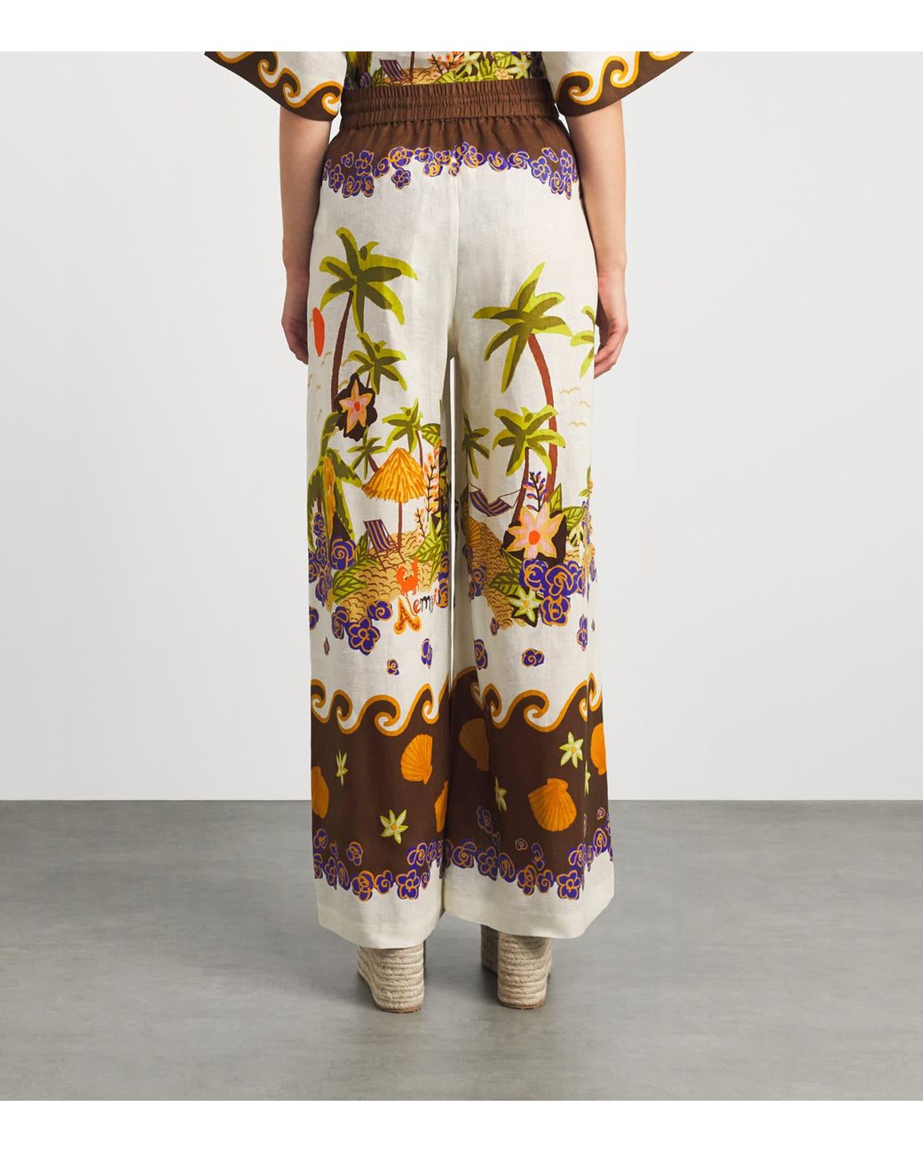 ALÉMAIS Metallic Linen Island Cove Wide-Leg Trousers
