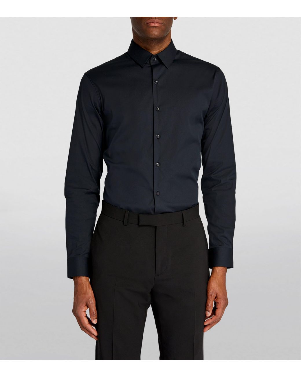 Sandro Blue Cotton-Blend Point-Collar Shirt for men