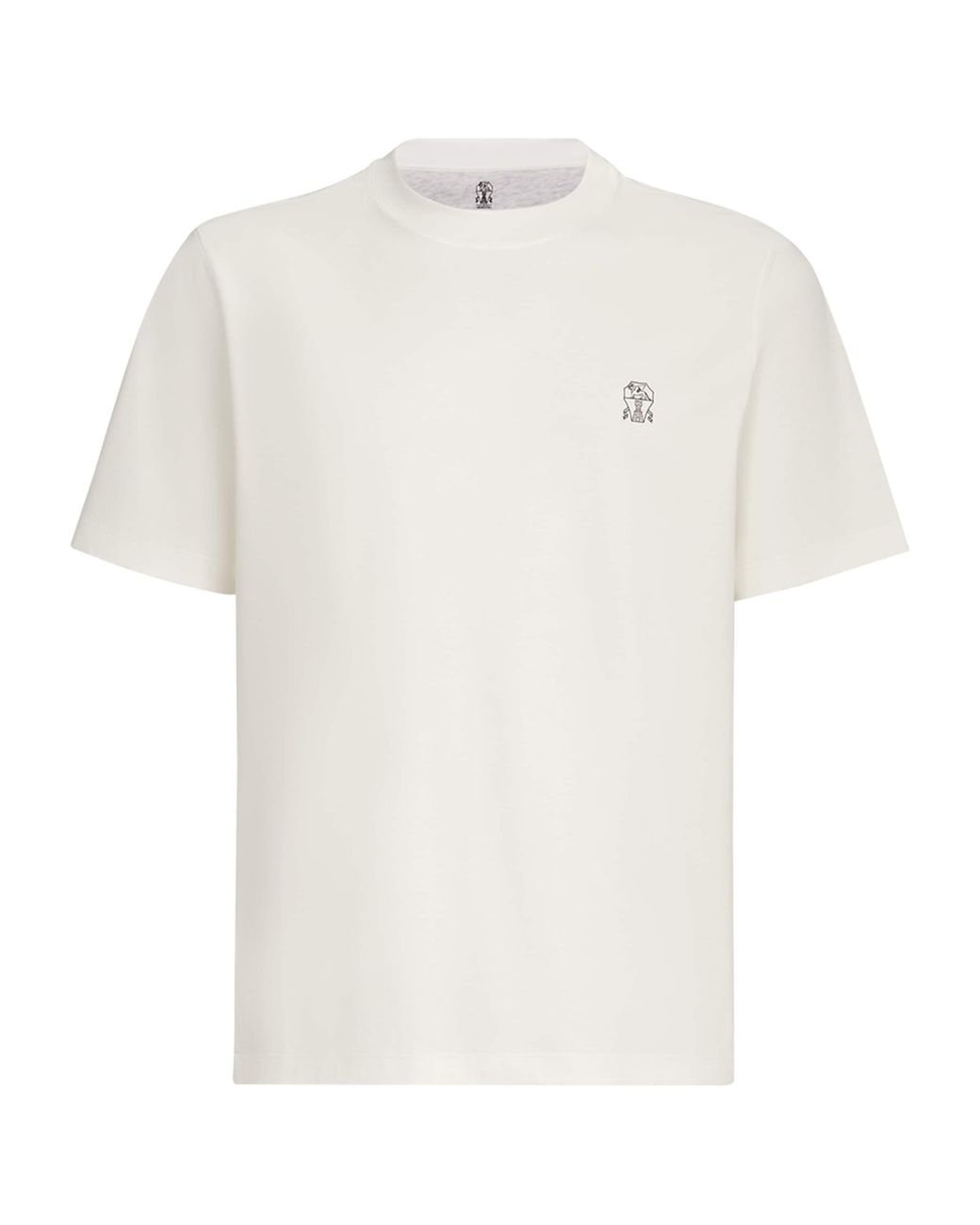 Brunello Cucinelli White Cotton Logo T-Shirt for men