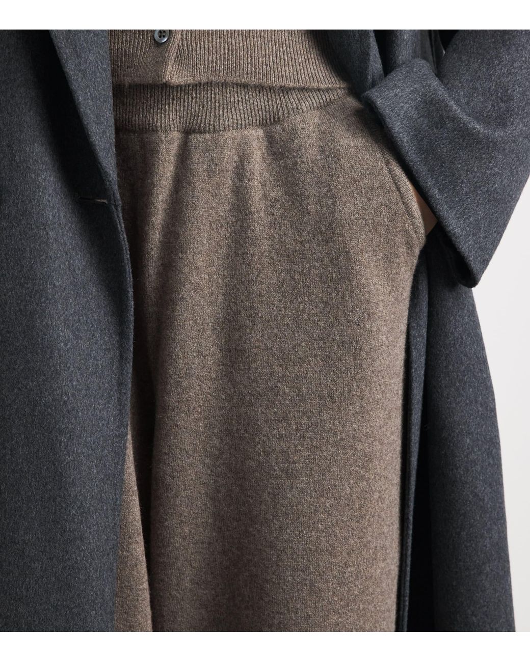 Johnstons Gray Cashmere-Blend Coll Knitted Trousers
