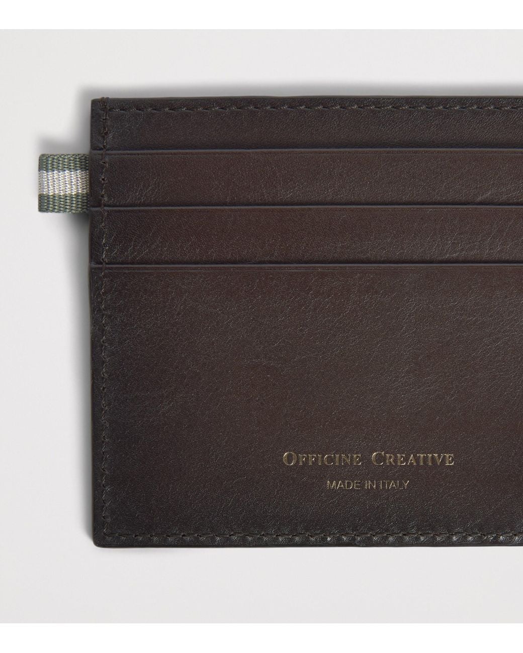 Officine Creative Black Leather Boudin Card Holder for men