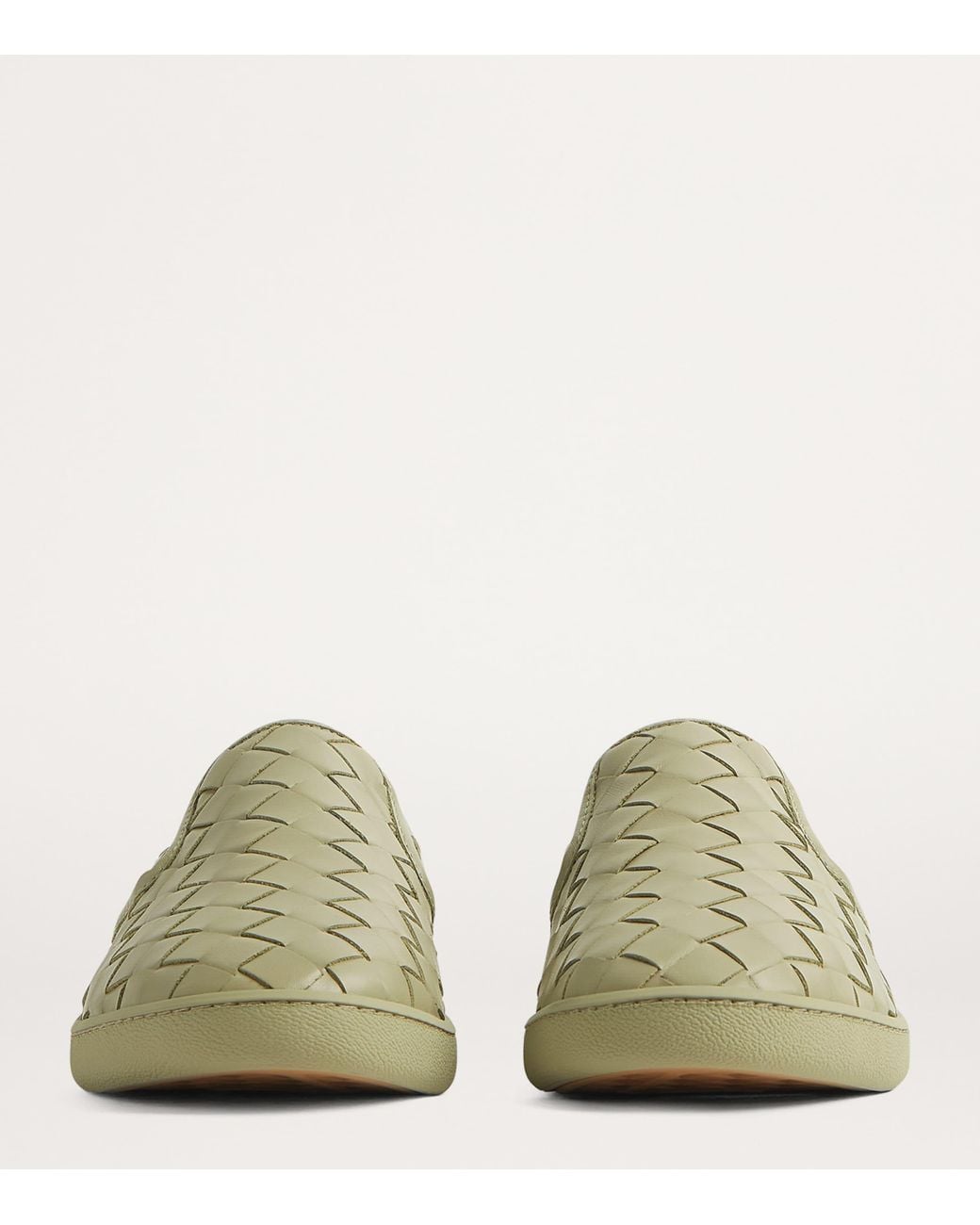 Bottega Veneta Green Leather Intrecciato Sawyer Sneakers for men