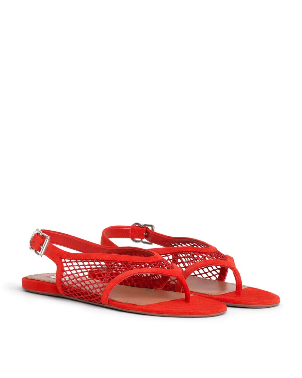 Alaïa Red Suede Fishnet Sandals