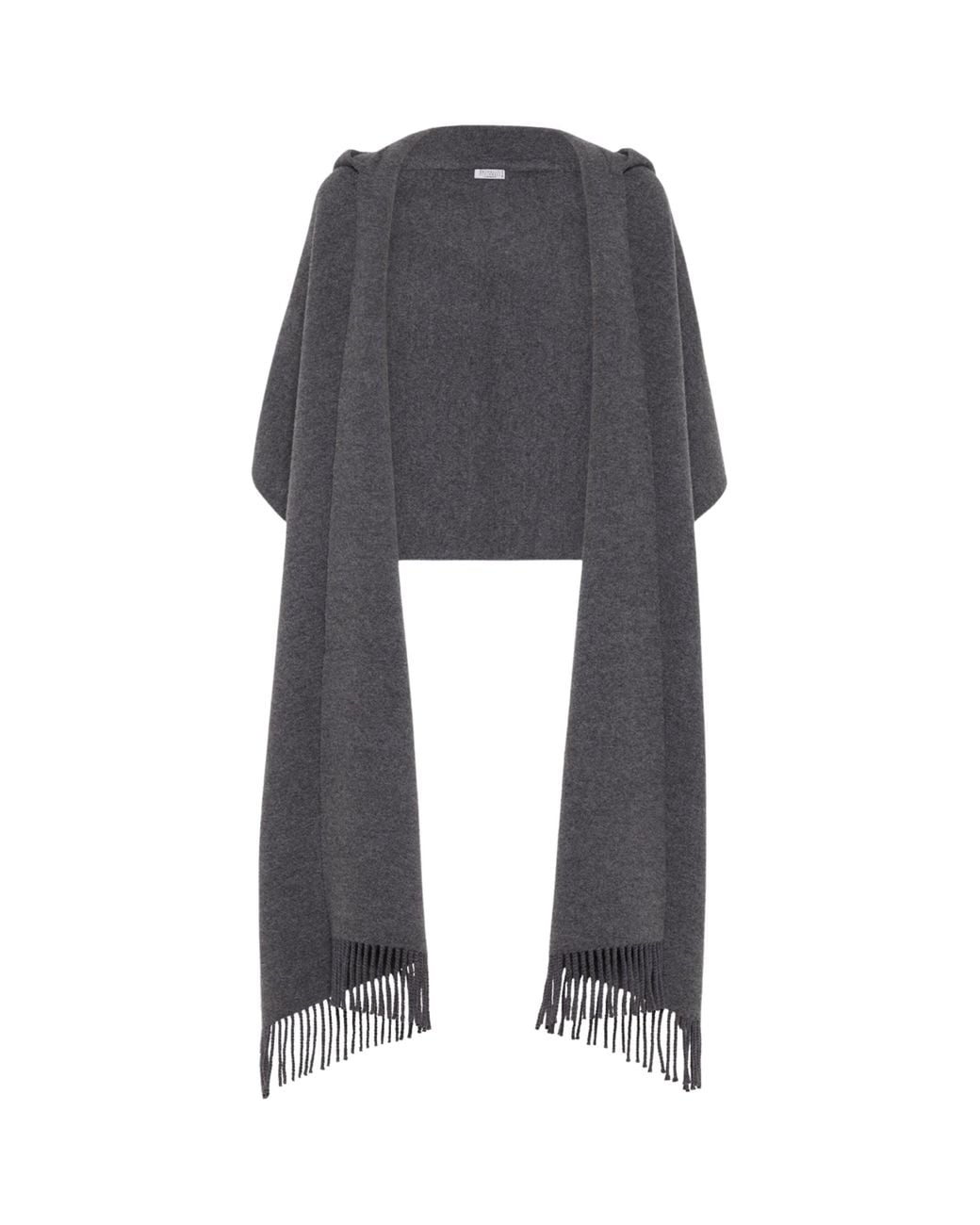 Brunello Cucinelli Gray Wool-Cashmere Hooded Scarf