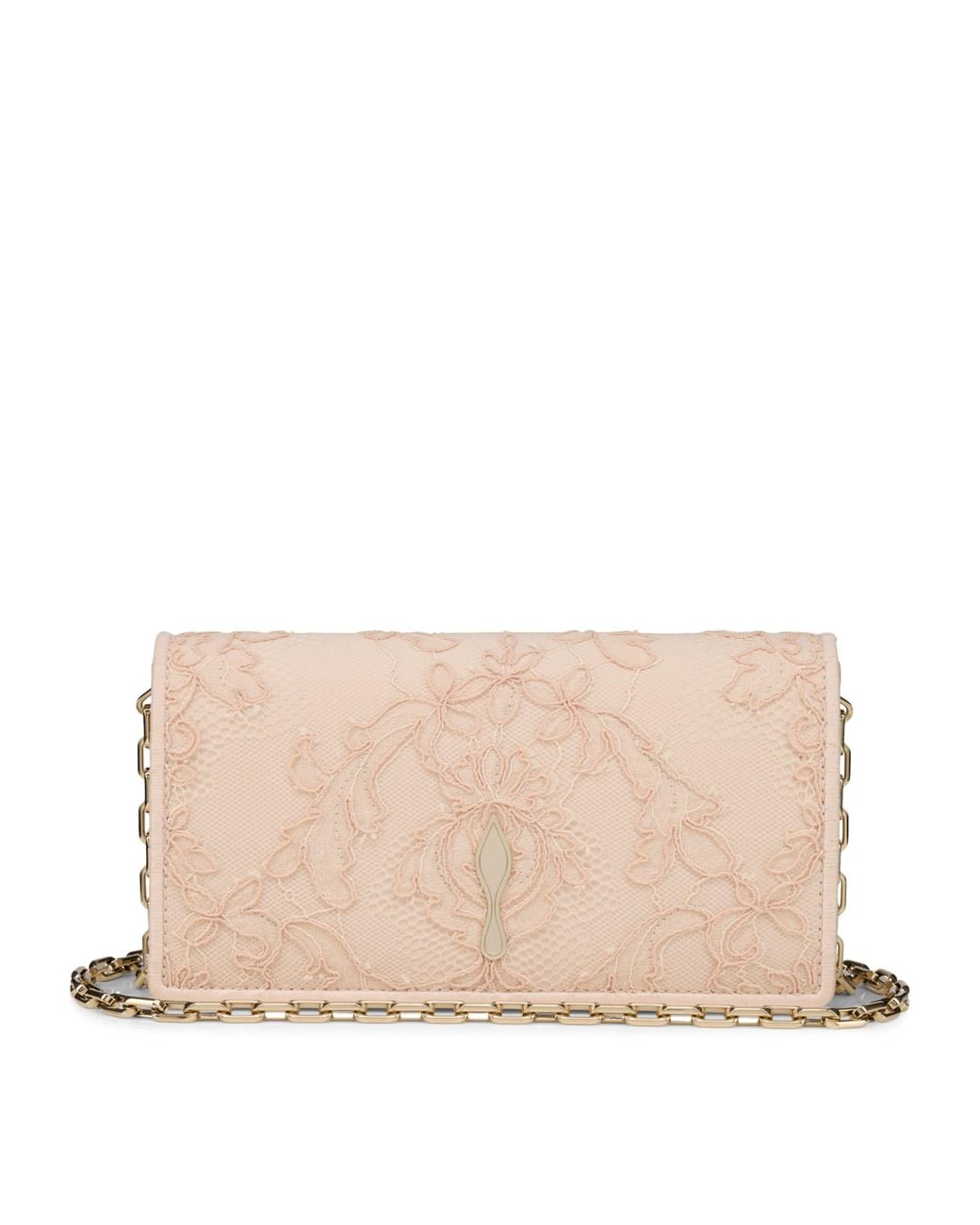 Christian Louboutin Natural Bettina Crepe Satin Lace Clutch Bag