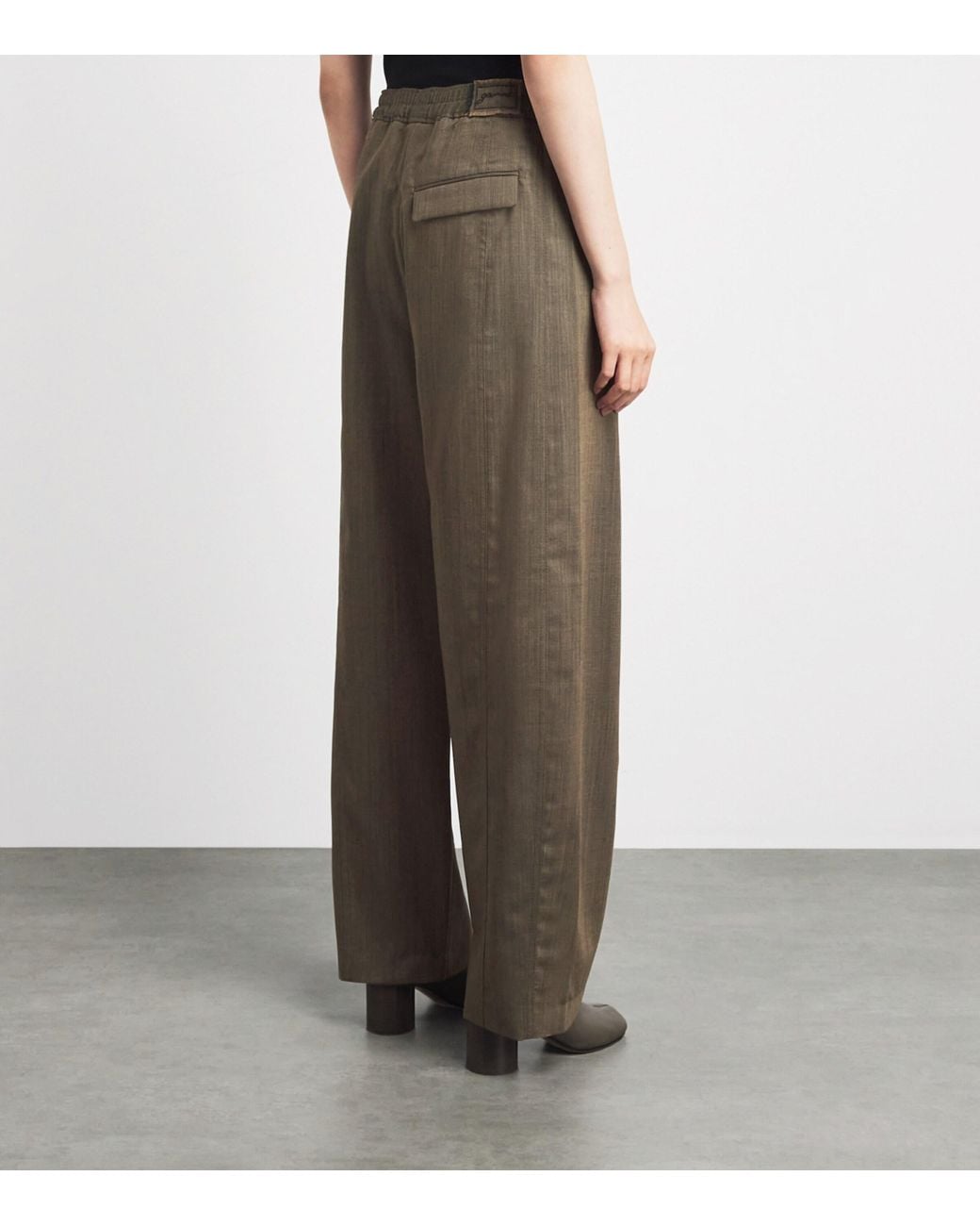 Ganni Brown Wool Elasticated Straight Trousers