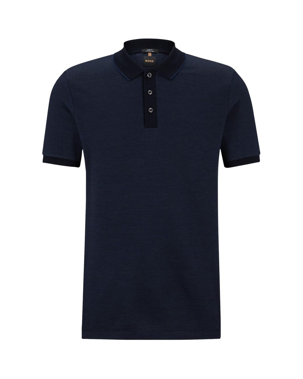 Boss Blue Cotton-Silk Polo Shirt for men