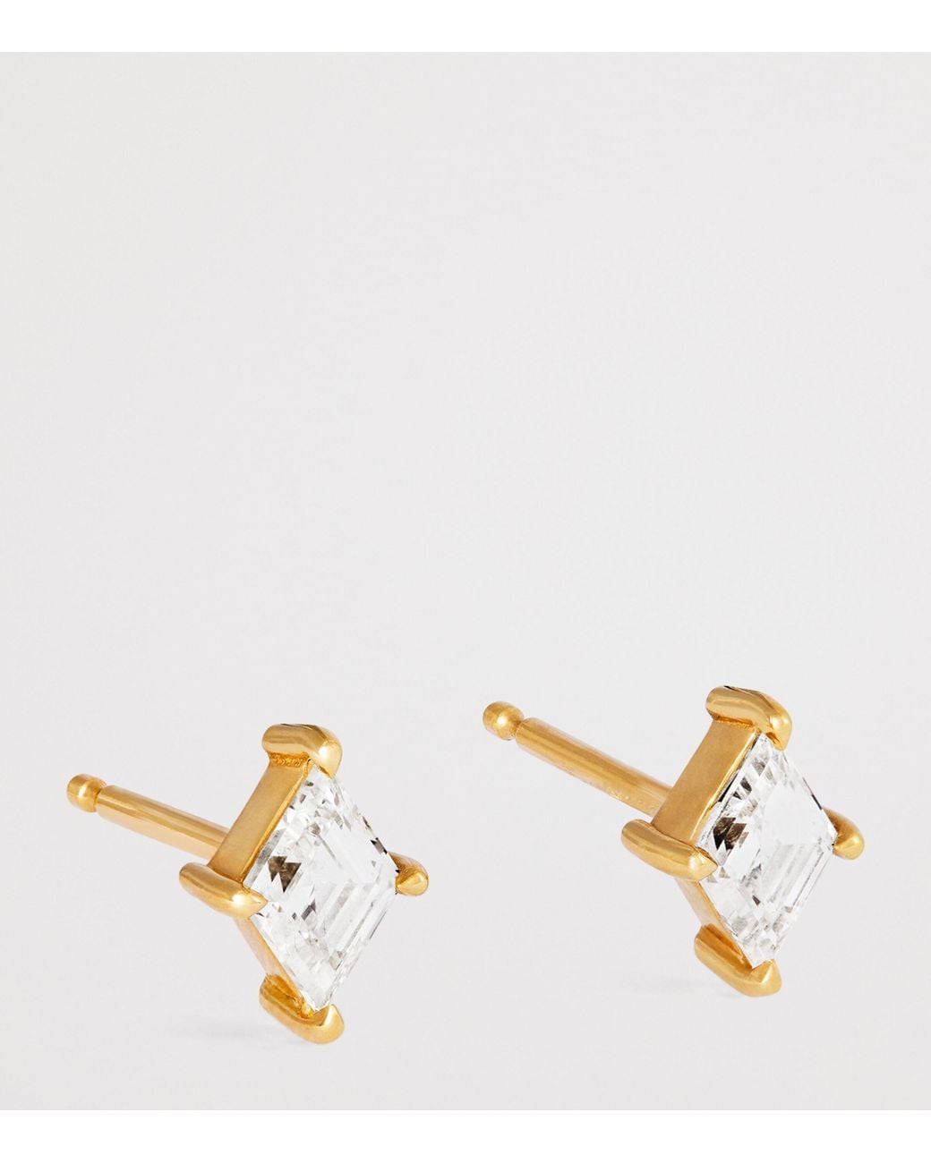 Azlee Metallic And Diamond Lozenge Stud Earrings