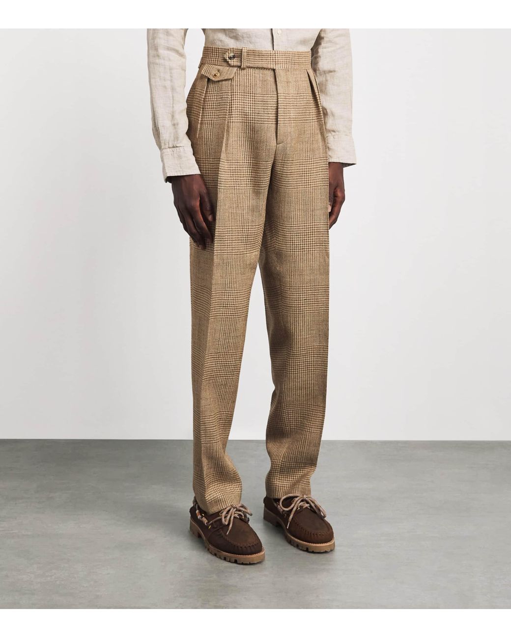Polo Ralph Lauren Natural Silk-Blend Glen Plaid Trousers for men